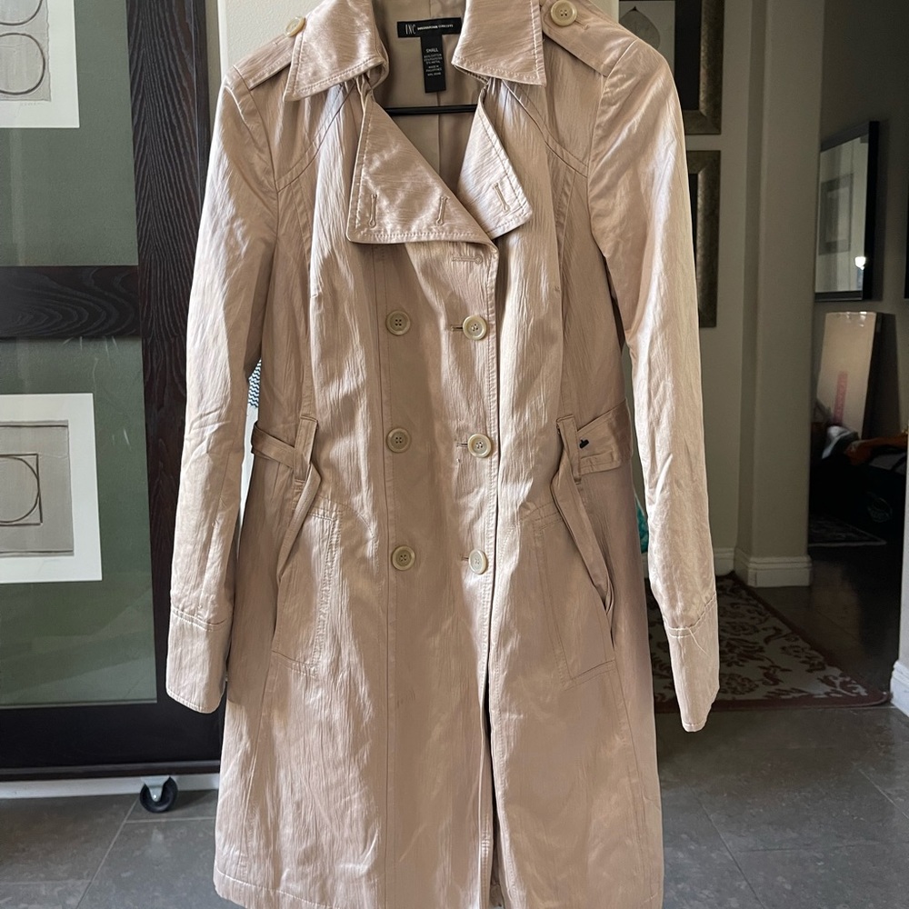 I.N.C. Tan Metallic Trench Coat